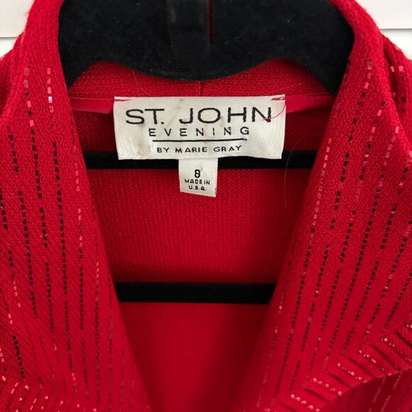 ST. JOHN EVENING BY MARIE GRAY,  RED SANTANA KNIT - SIZE 8 - FREE SHIPPING! - Picture 5 of 7